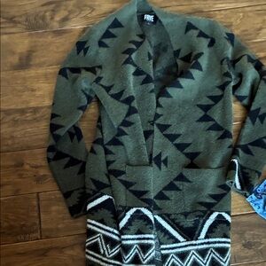 Frye Olive and Black Geometric Men's Cardigan